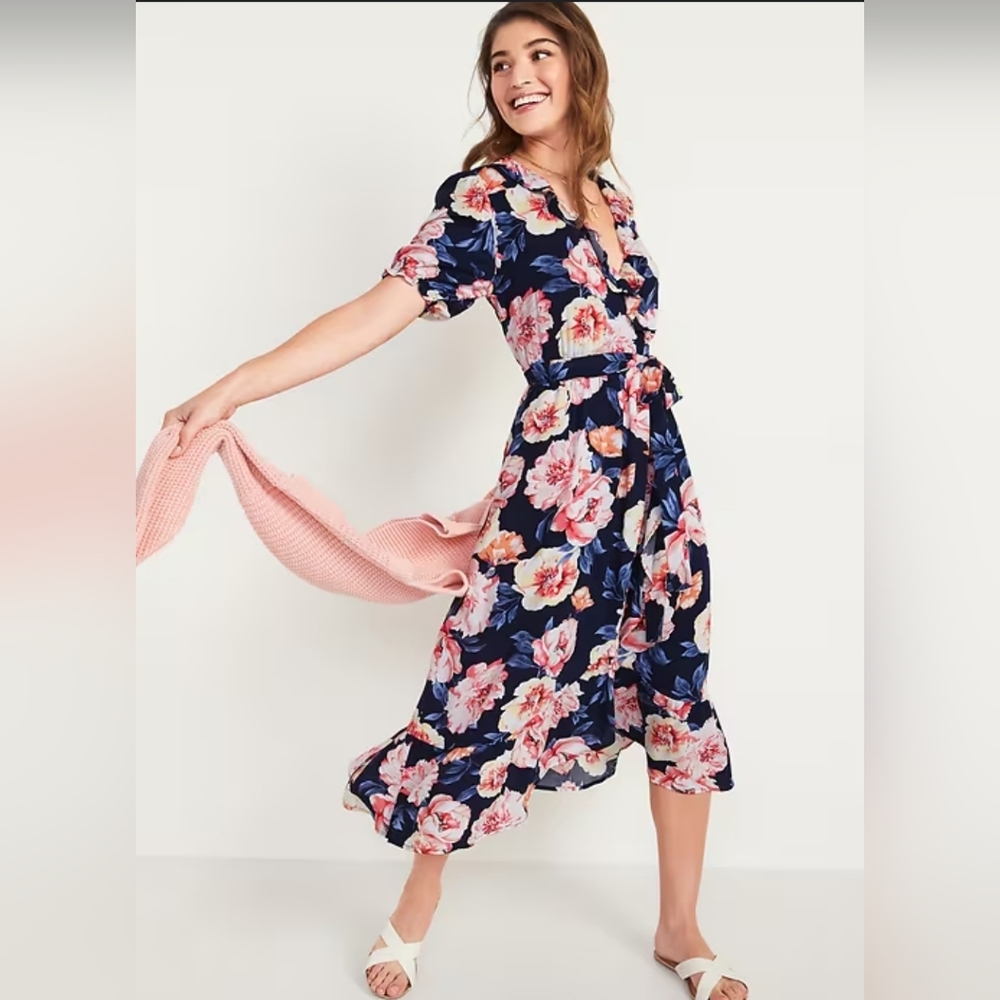 Old Navy Ruffled Midi Wrap Dress
